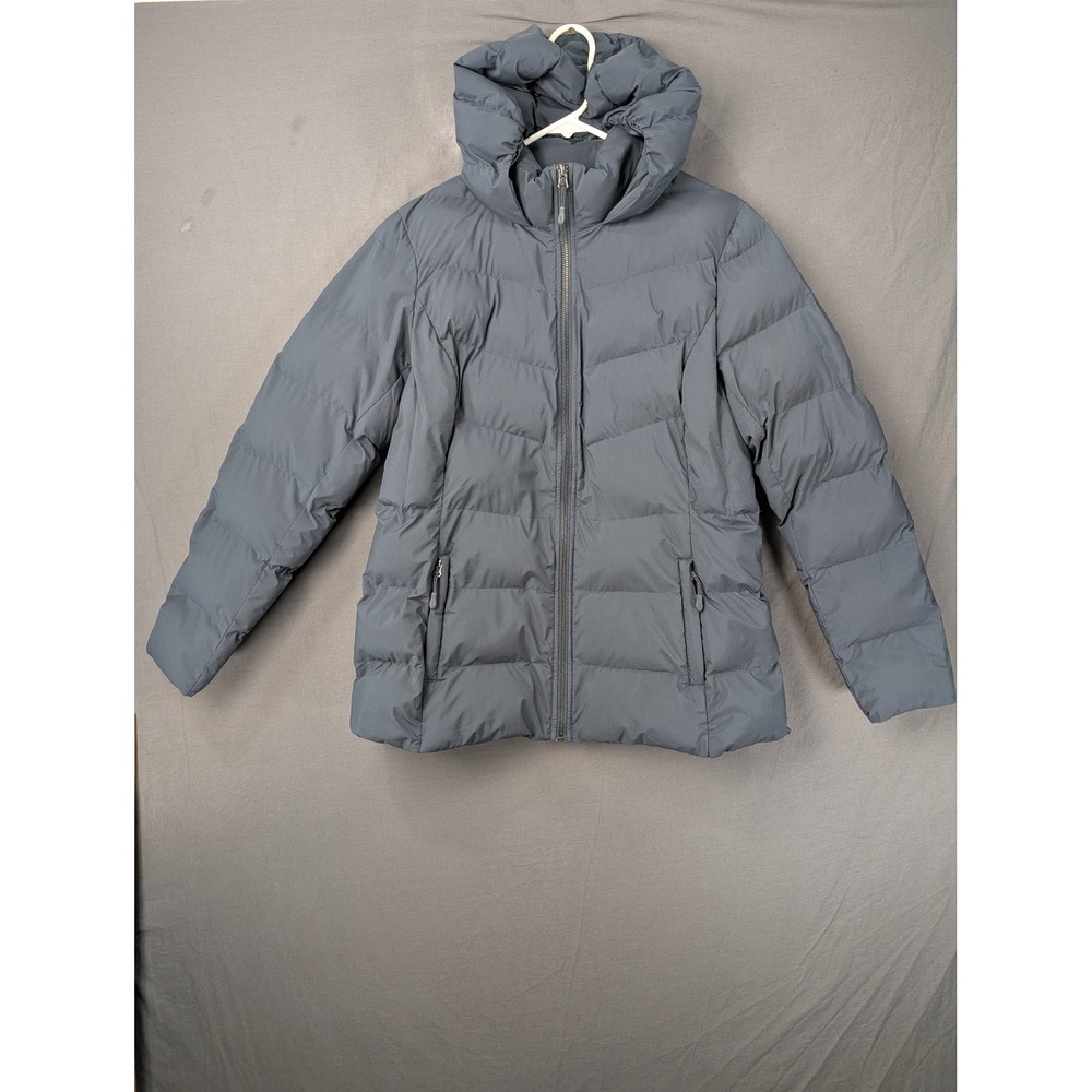 32 Degrees Heat Womens Down Puffer Jacket Gray Hooded Full Zip Quilted Coat